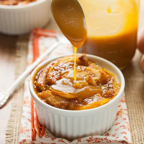 Peach Caramel Bread Pudding