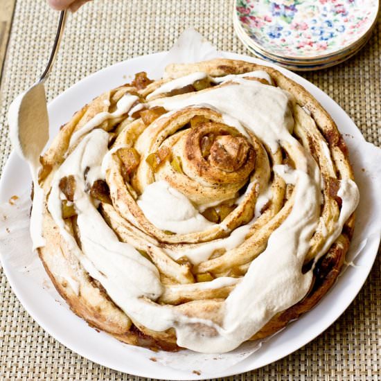 Giant Caramel Apple Cinnamon Bun
