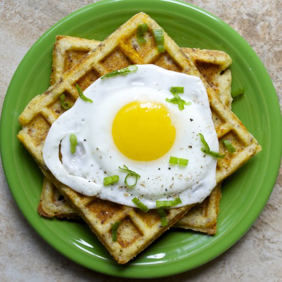 Sausage+Cheddar+Squash Waffles