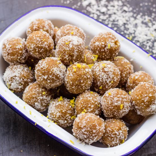 Lemon Macadamia Coconut Bliss Balls