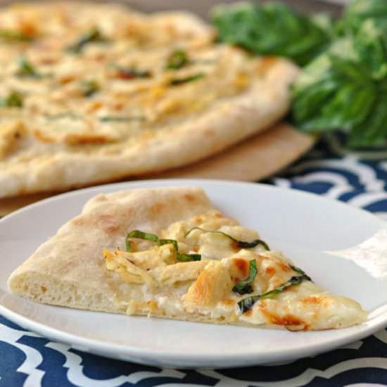 Chicken and Garlic White Pizza