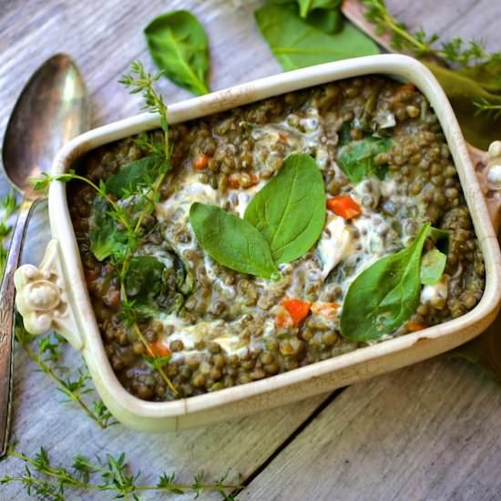 Puy Lentils with Spinach