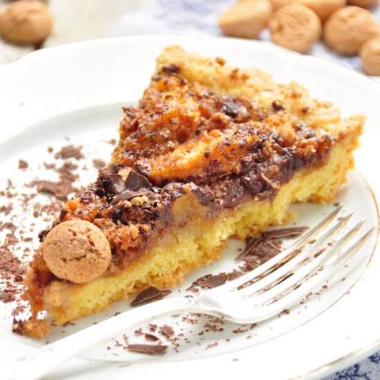 Peaches, Amaretti & Chocolate Tart