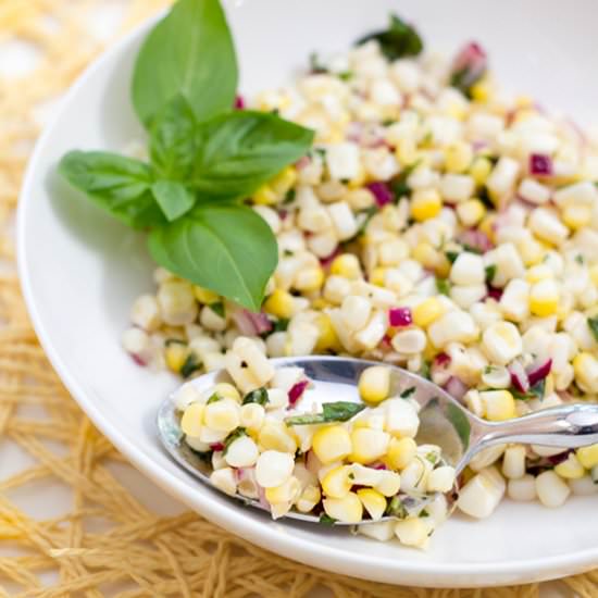 Fresh Corn and Basil Salad
