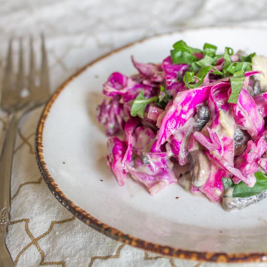 Purple Cabbage & Pickled Mushrooms