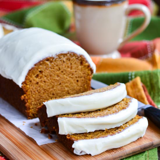 Cream Cheese Frosted Pumpkin Bread