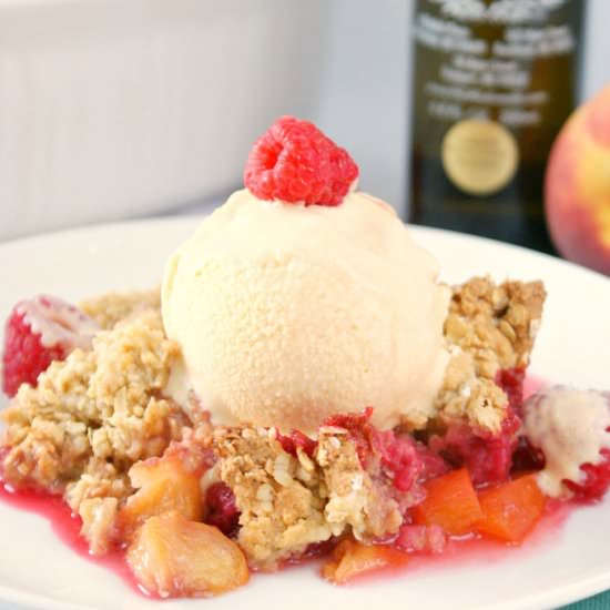 Raspberry and Peach Crisp