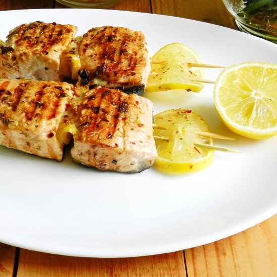 Spicy Salmon Skewers