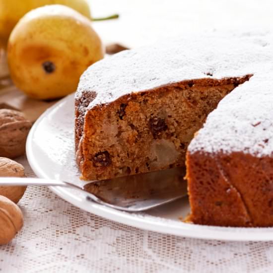 Pear and walnut cake