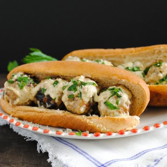Meatball Subs w/ White Wine Sauce