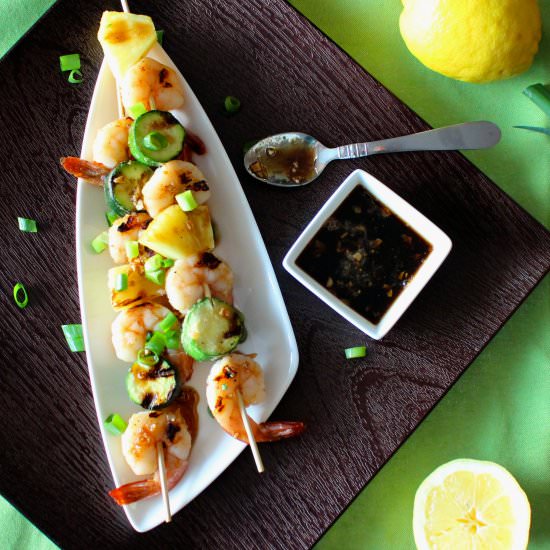 Honey Soy Lemon Glazed Shrimp Kebob