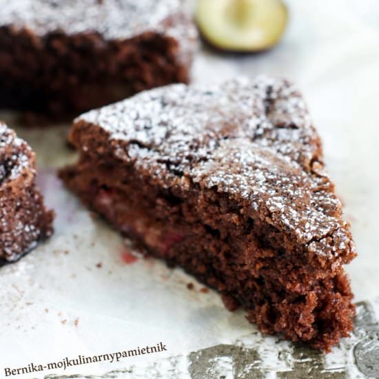 Chocolate cake with plum