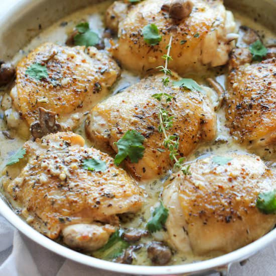 Baked Chicken and Mushroom Skillet