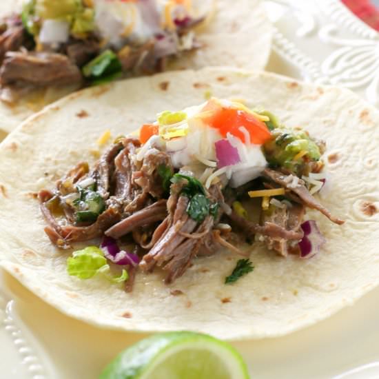 Salsa Verde Beef Tacos