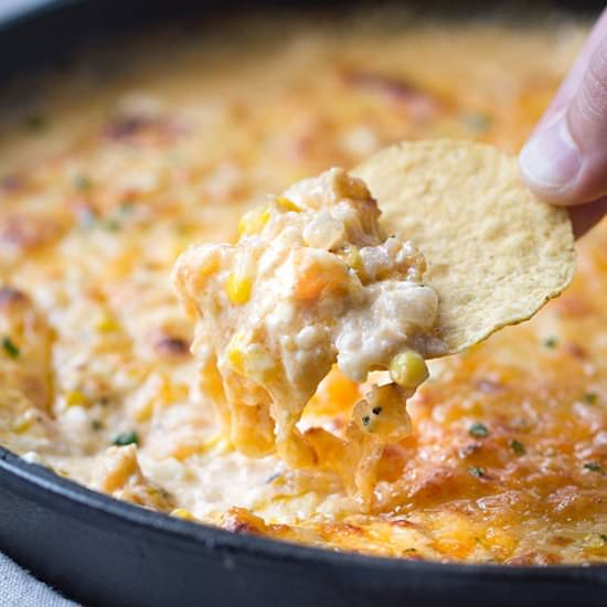 Cheesy Chipotle Shrimp & Corn Dip