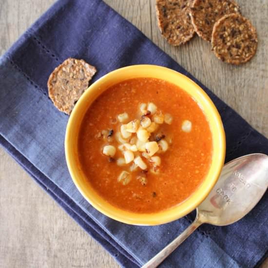 Roasted Corn, Tomato & Pepper Soup