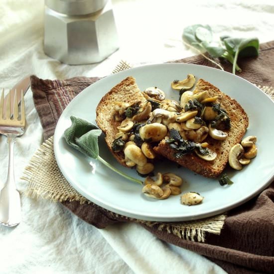 Sauteed Mushrooms and Sage on Toast