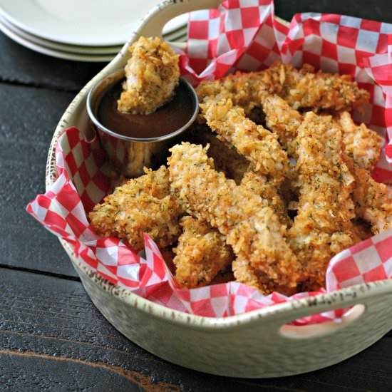 Potato Chip Crusted Chicken Fingers