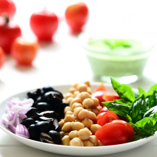 Garbanzo (Chick Pea) Pesto Salad