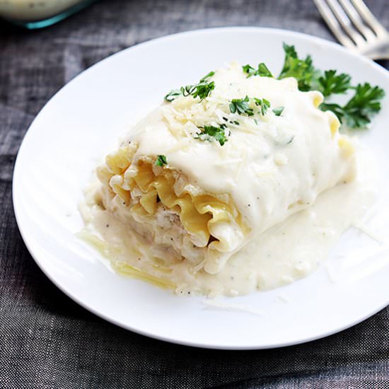 White Chicken Lasagna Rollups