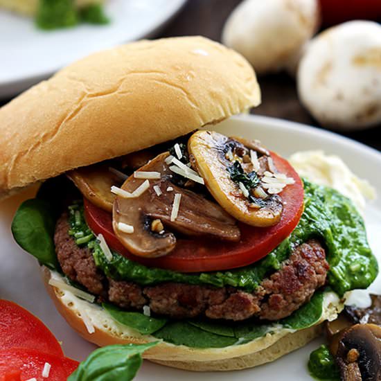 Garlic Pesto Turkey Burgers