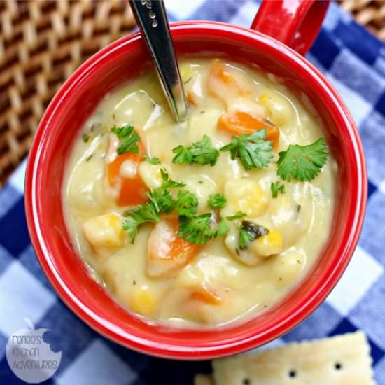 Skinny Poblano Pepper & Corn Chowder