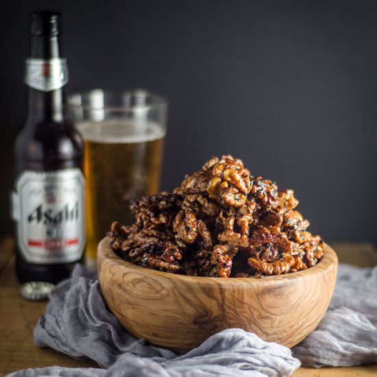 Spiced maple & black sesame walnuts