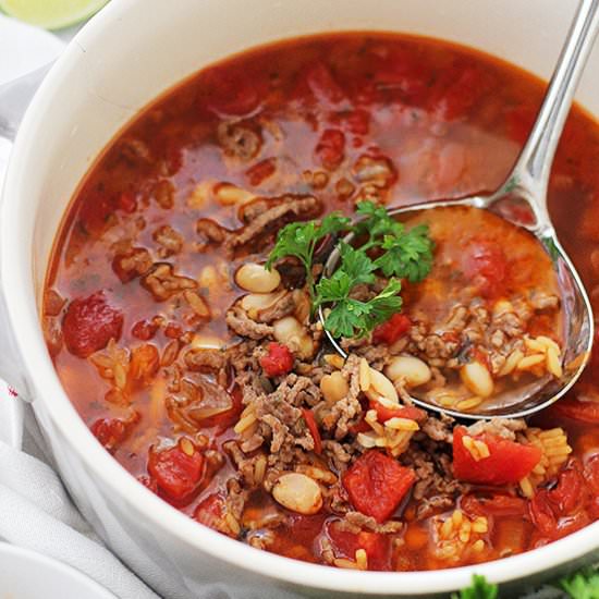Chorizo, Rice and Bean Soup