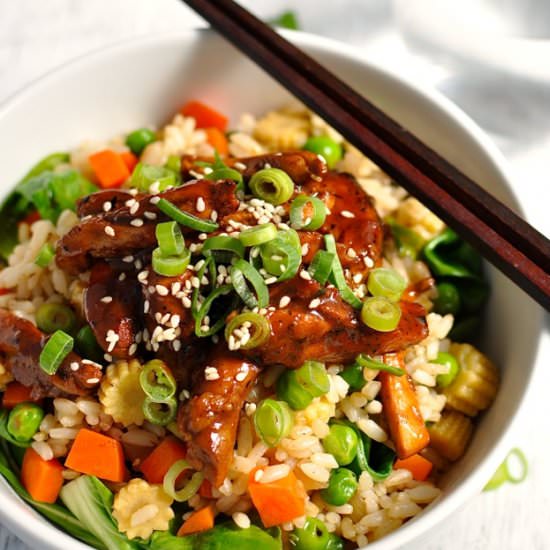 Sticky Chicken w/Veg Fried Rice