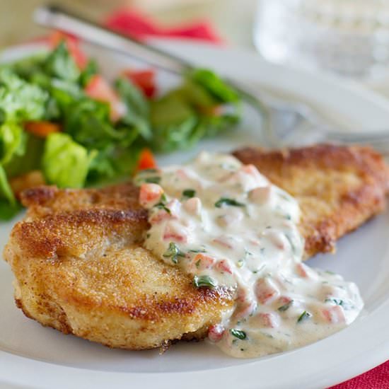 Chicken with Basil Cream Sauce