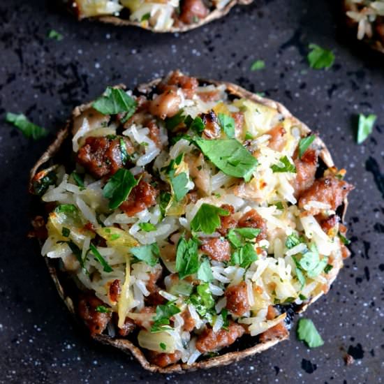 Sausage and Rice Stuffed Portobello