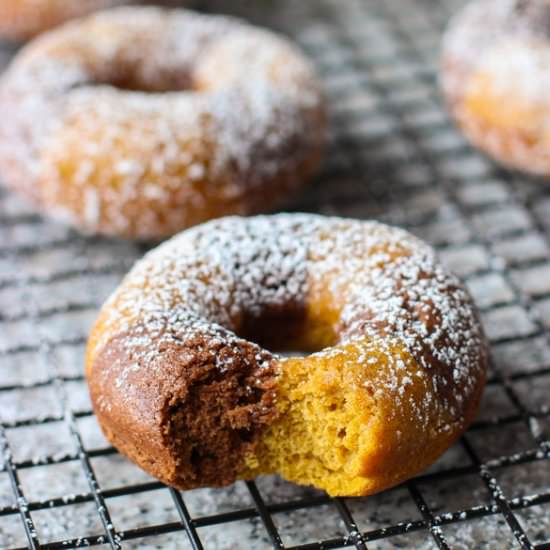 Baked Chocolate Pumpkin Donuts