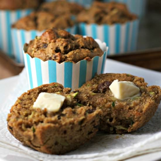 Raisin Spice Zucchini Muffins
