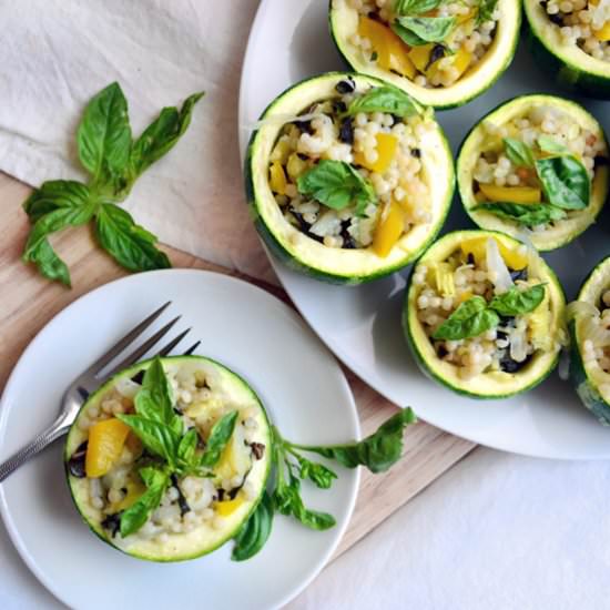 Israeli Couscous Stuffed Zucchini