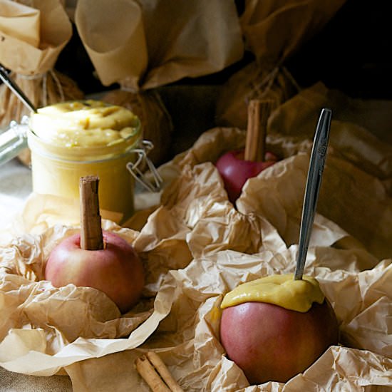 Baked Apples w/ Mango-Lime Curd