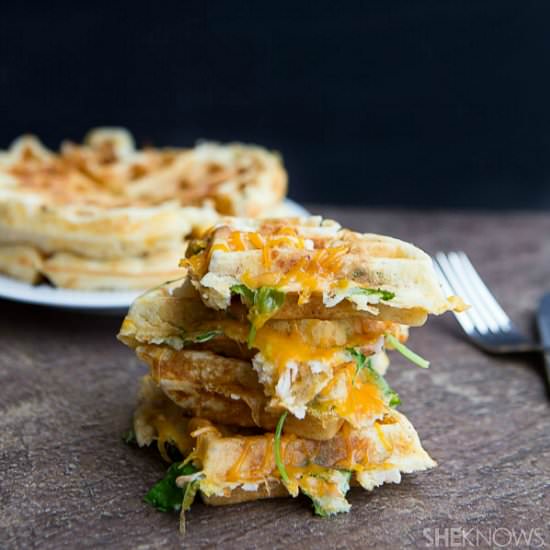 Ham, Cheese & Spinach Waffles