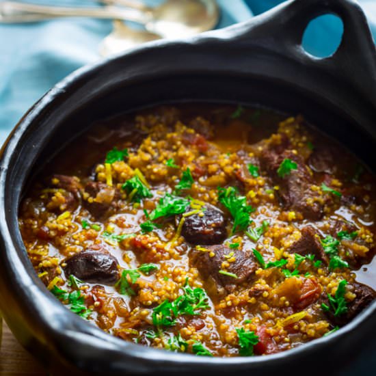 Lamb and Millet Tagine with Prunes