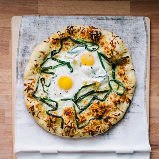 White Pizza with Egg