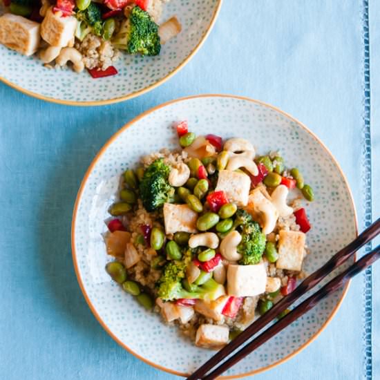Cashew Tofu Quinoa Bowls
