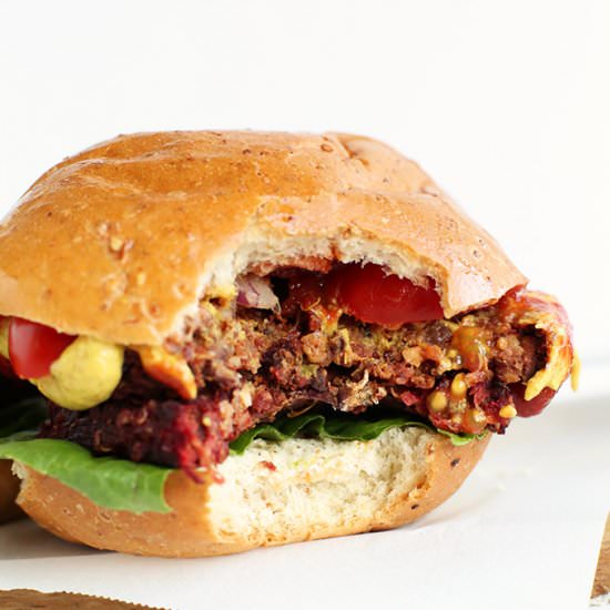 Smoky Black Bean Beet Burgers