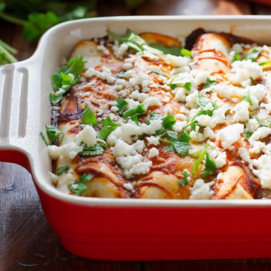 Black bean and rice enchiladas