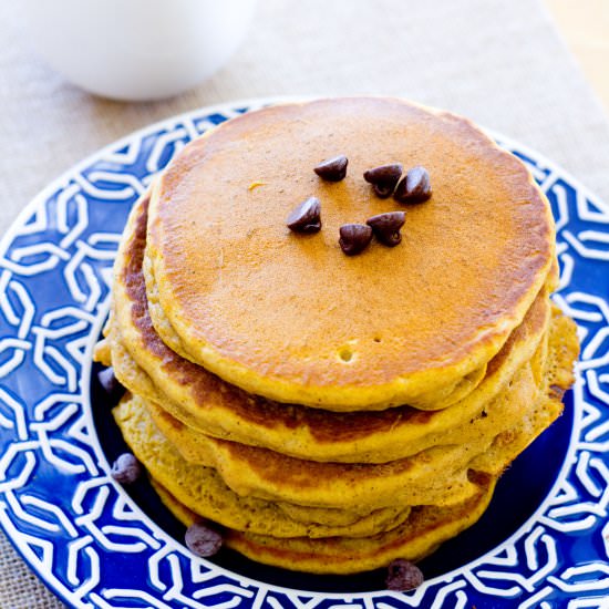 Pumpkin Chocolate Chip Pancakes