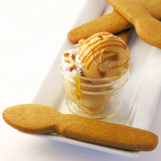 Caramel Gelato with Cookie Spoons