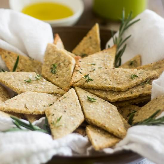 Rosemary and Sesame Paleo Crackers