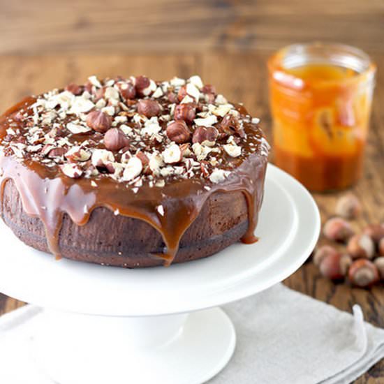 Banana Cake with Nuts and Caramel