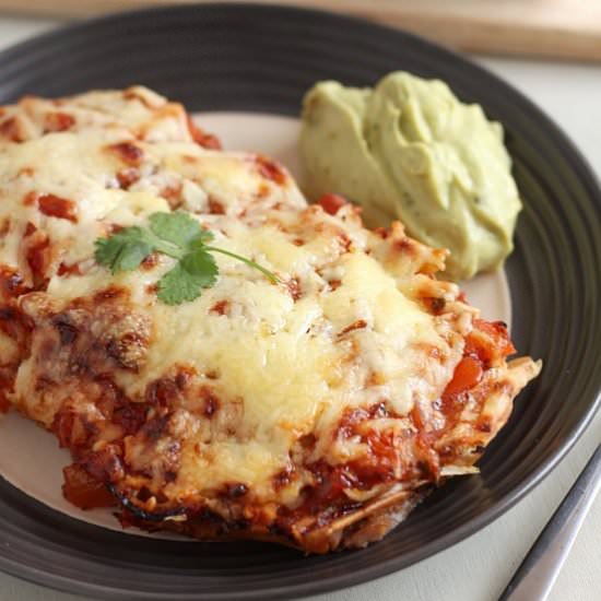 Vegetarian enchiladas for one