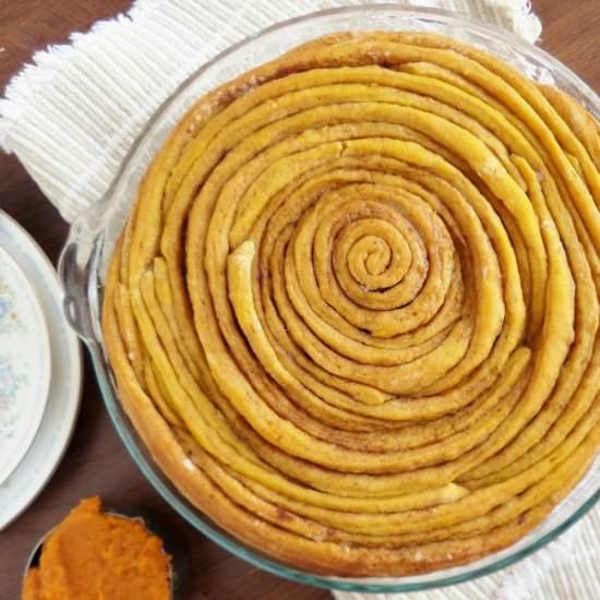 Giant Pumpkin Cinnamon Roll Cake