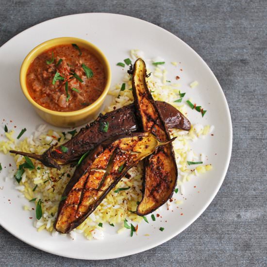 Persian eggplant fesenjan
