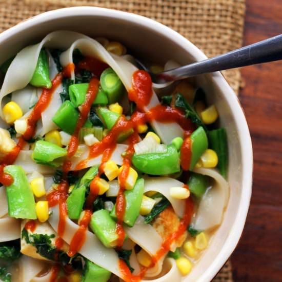 Miso noodle soup with corn