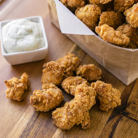 Baked Garlic “Popcorn” Chicken